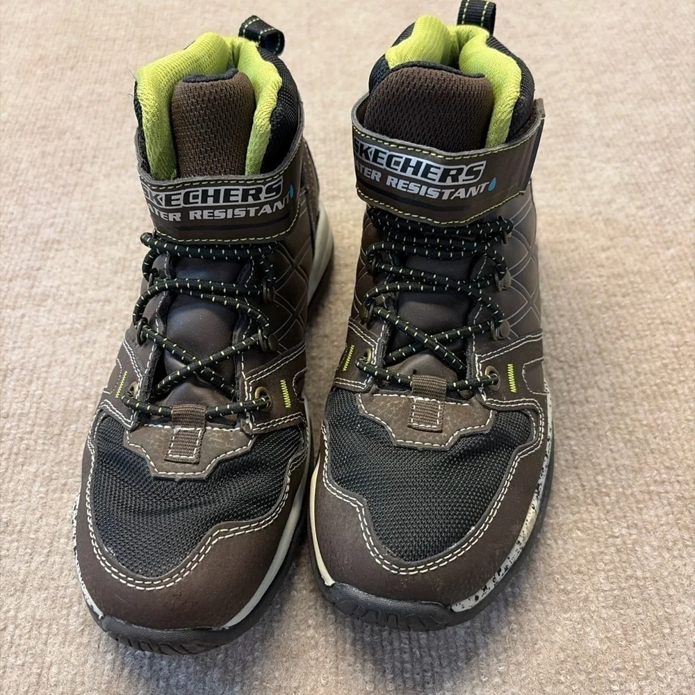 Skechers Skech-Tex Waterproof Hiking Boots Brown / Black / Lime Youth Size 5
